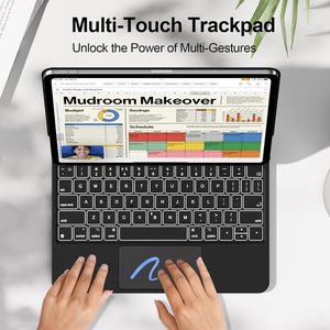 Casing <span class=keywords><strong>Keyboard</strong></span> Nirkabel BT Magic dengan Lampu Latar LED dan Touchpad untuk iPad Pro 12.9 inci Generasi ke-6/5/<span class=keywords><strong>4</strong></span>/3 - Product Image 2