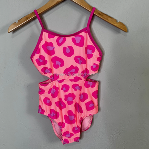 Traje de baño de una pieza Rashguard con estampado floral tropical de manga larga para niñas pequeñas al por mayor - Product Image 3