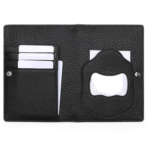 Portefeuille de voyage et porte-passeport de luxe en cuir véritable avec logo personnalisé, blocage RFID, emplacements pour cartes de crédit et fermeture à bouton - Mont Yanzhi - Product Image 2