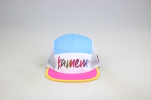 Casquette de course unisexe HouDa personnalisable à 5 panneaux, à bord souple, avec boucle de ceinture tissée, légère, en polyester/coton, réglable, séchage rapide - Product Image 2