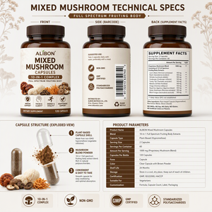 Capsules de champignons naturels mélangés OEM en vrac – Mélange de <span class=keywords><strong>poudre</strong></span> de champignons en capsules - Product Image 2