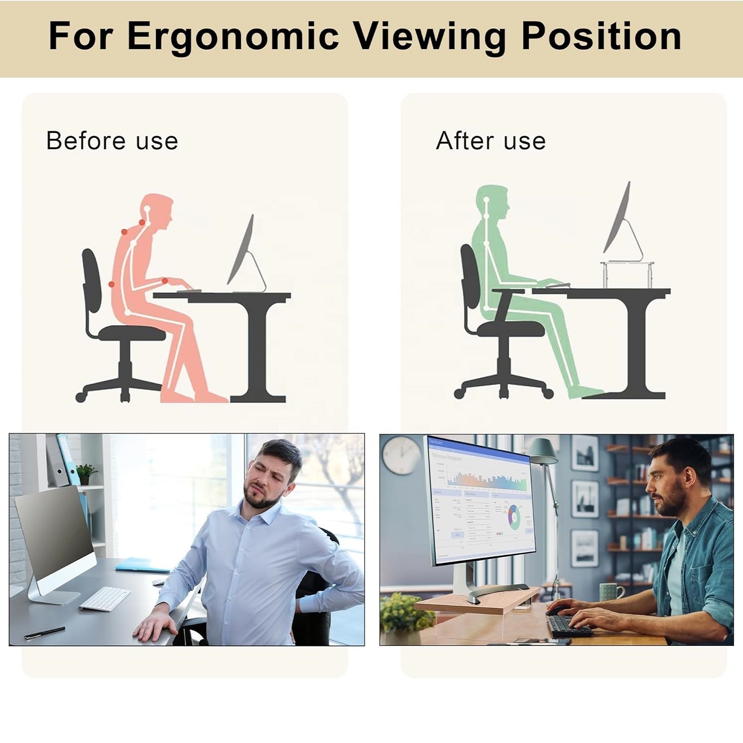 LA QUEENIE Monitor Stand Riser,Wood & Acrylic Computer Monitor Stand With LED Light,Desk Accessories Desktop Organizer Stand For