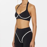 Ensemble de yoga pour femme, color block, avec soutien-gorge de sport dos ouvert et leggings taille haute, effet push-up, respirant, vente en gros, logo personnalisé