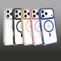 Coque magnétique transparente de luxe pour iPhone 17 Air 16E 15 14 Pro Max Plus TPU pare-chocs antichoc couverture rigide avec caméra en métal