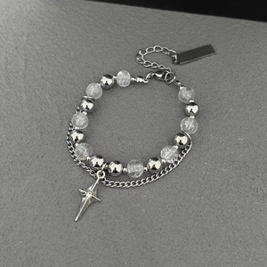 Bracciale con Perline Effetto Ghiaccio, Ciondolo a Stella in Acciaio al Titanio, Gioielli per Coppie, Regalo Kpop - Product Image 1