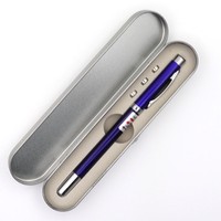 Stylo pointeur télescopique rotatif multifonctionnel Laser infrarouge Stylo à bille en métal Logo gravé Quatre-en-un Lumière LED pour le bureau