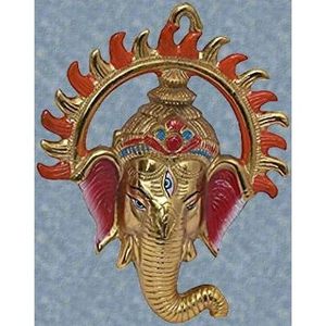 PARIJAT HANDICRAFT Aluminio Ganesha Idol Estatua colgante de pared de Latón para Decoración de puerta y regalo Escultura elegante-03 Decoración de pared - Product Image 5