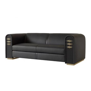 Juego de Sofás de Cuero Negro de Lujo para Sala de Estar, en Oferta, a Buen Precio - Product Image 3
