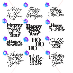 Décoration de gâteau en acrylique 'Honey And Sweetness' et 'Happy New Year' avec écriture noire et dorée, insert pour gâteau de Noël, décoration de fête des fêtes 2026 - Product Image 5