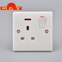 Enchufe con Interruptor Estándar del Reino Unido de 13A con Indicador de Neón, para Hogar, Hotel, Oficina, Proyectos, Enchufes Eléctricos