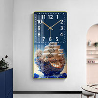 Horloge murale en calligraphie arabe islamique du Ramadan, peinture artistique en porcelaine de cristal, décoration murale religieuse musulmane