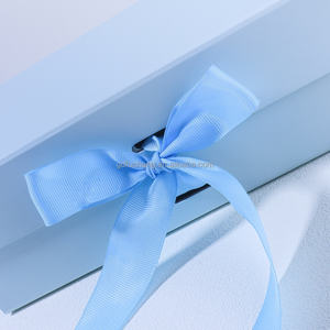 Boîte cadeau personnalisée <span class=keywords><strong>bleu</strong></span> <span class=keywords><strong>pastel</strong></span> avec fermeture magnétique, ruban en soie et finition <span class=keywords><strong>mat</strong></span> laminée, idéale pour bijoux et emballages de faveurs de mariage - Product Image 3