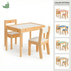 Kids Ergonomic Study <strong>Desk</strong> Chair Set Foldable Wooden Height Adjustable Eco-Friendly Play Table for Home School Kindergarten - Product Image 2