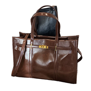 女式办公室通勤公文包手提袋防水开放式聚氨酯材料大容量冬季时尚便携 - Product Image 1