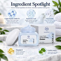 Crème Visage Rénovatrice au Peptide de Cuivre Bleu Fermenté GHK-Cu Anti-Âge, Raffermissante, Lissante Rides, Hydratante et Réparatrice pour la Peau