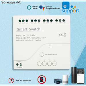 Relé Inteligente EweLink de 4 Canales 7-32v con Bloqueo Automático, Interruptor Inalámbrico para Hogar Inteligente Compatible con <span class=keywords><strong>Alexa</strong></span>, solo control por Wi-Fi - Product Image 1