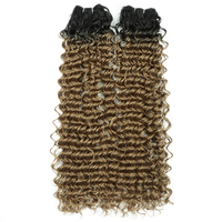 Extensions de cheveux synthétiques bouclés à ondulations profondes de 24 pouces, à double trame, résistantes à la chaleur, à coudre, pour cheveux noirs