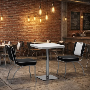Juego de Mesas y Sillas de Restaurante Estilo Diner Retro Vintage, Juego de Mesa y Sillas con Estructura Metálica Resistente y Ecológica <span class=keywords><strong>para</strong></span> <span class=keywords><strong>Restaurantes</strong></span> - Product Image 4