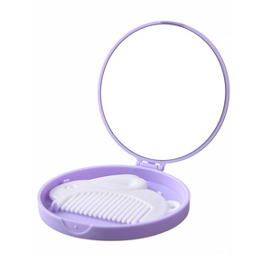 Folding Cartoon <b>Vanity</b> Mirror Round Purple Pink Beige Portable Student Gift <b>Makeup</b> Mirror - Product Image 3