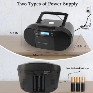 Lecteur <span class=keywords><strong>CD</strong></span> stéréo portable multifonctionnel avec lecteur de cassettes, <span class=keywords><strong>radio</strong></span> AM/FM, enregistreur, haut-parleurs doubles - Product Image 2