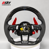 Volant personnalisé en fibre de carbone et daim avec LED pour Skoda Audi Universal Karoq Octavia Mk3 Vrs 2 3 Mk4 Vrs Superb 2020 B9 B8