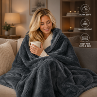 Couverture Imperméable Anti-éclaboussures en Peluche Douce de Luxe avec Logo Personnalisé, en Fourrure de Lapin et TPU 3 Couches, Vente en Gros Usine pour Adultes