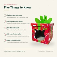 Boîte cadeau de Noël en gros pour chat, en carton, avec ruban vert et motif imprimé, pour chats d'intérieur, approvisionnement direct usine