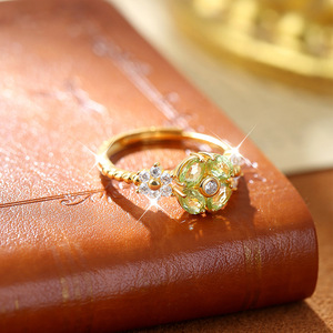9 <b>Dainty</b> 925 Silver Gold Plated Flower Adjustable <b>Rings</b> With Natural Stones <b>Dainty</b> 2026 Summer Natural Crystal Handmade Jewelry - Product Image 5