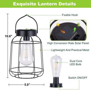 Lámparas Solares para Exteriores con Bombillas LED, Luces Colgantes para Exteriores, Lámparas Solares Impermeables para Mesa, Patio, Porche, Jardín - Product Image 2