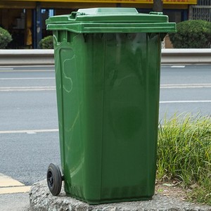Outdoor 240L Rectangular Plastic Waste <b>Bin</b> With Lid And <b>Wheels</b> For Garden Trash Storage - Product Image 1
