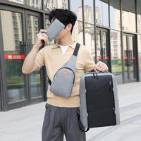 Tas Ransel Komputer Bisnis Pria Kapasitas Besar Tiga-in-Satu Multifungsi USB Rechargeable Kasual