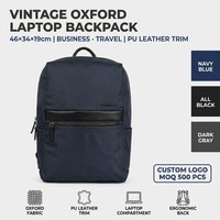 Sac à dos pour ordinateur portable Oxford imperméable de style vintage avec logo personnalisé, 15,6 pouces, unisexe, capacité de 20 à 39 L, pour le collège et le lycée