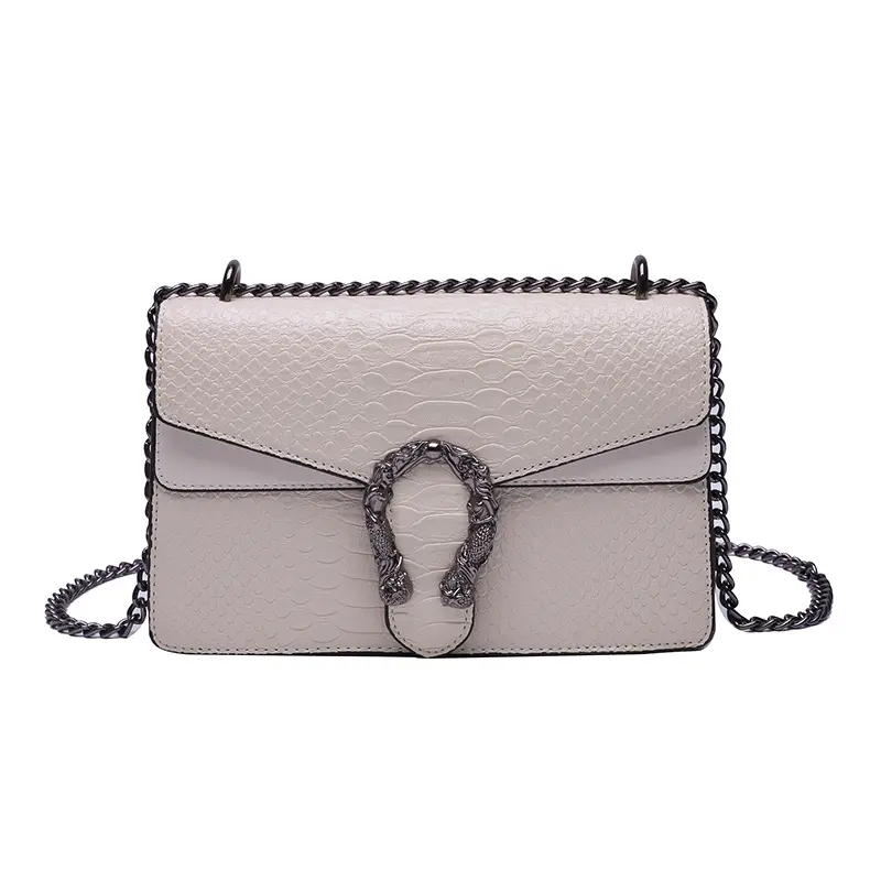 Factory Direct Selling High Quality Wholesale Vintage Chain Snake Pattern Women's Crossbody Pu Leather Handbag