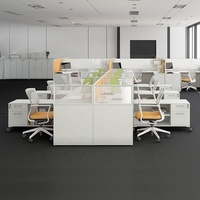 Ensemble de bureaux modulaires avec écran d'absorption acoustique, poste de travail cloisonné pour équipe professionnelle