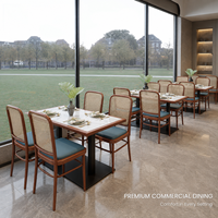 Ensemble de table à manger de restaurant robuste et durable, résistant à la chaleur, avec plateau en pierre frittée, pour bistrot et hôtel, style contemporain