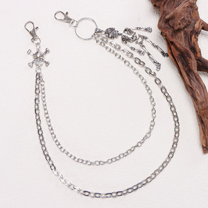Cadena de cintura Yueli Skeleton, estilo punk de doble capa, plata tibetana, cadena corporal informal a la moda. - Product Image 3