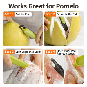 Ensemble de 2 éplucheurs d'agrumes, éplucheur d'orange et couteau à pamplemousse en acier inoxydable 420 avec extracteur de pépins pour une préparation facile des fruits en cuisine - Product Image 4