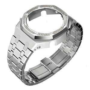 Kit de Modification Lionorm Ga2100 4ème Génération avec Bracelet en Métal et Lunette en Acier Inoxydable Incrustés de Diamants et Pierres Précieuses pour <span class=keywords><strong>Montre</strong></span> G-Shock GA2100 - Product Image 1