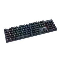 Clavier de jeu mécanique RGB rétro-éclairé USB clavier filaire avec commutateurs bleus anti-ghosting complet 104 touches pour ordinateur de bureau-noir