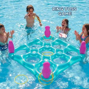 Juego de piscina inflable 2 en 1: Tres en Raya y Lanzamiento de Anillos con Pelotas y Anillos - Product Image 4