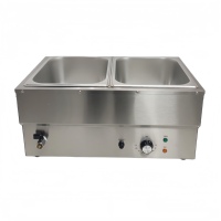 Bain-marie électrique commercial 220-240V en acier inoxydable 10L+10L pour buffet, équipement de cuisine pour restaurant et traiteur