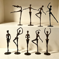 Ensemble de figurines de ballerine en fonte, sculpture abstraite de danseuse, statue moderne en métal de fille de ballet, décoration d'art pour table, maison, mariage