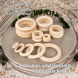 แหวนไม้เนื้อแข็งขัดเงา แหวนไม้ธรรมชาติผิวเรียบ ชุดแหวน 4 วง ขนาด 5 ซม. - Product Image 2