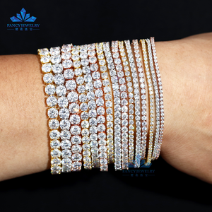 925 Prata D VVS Moissanite Pulseira De Tênis para Mulheres Vários Tamanhos 2mm-6.5mm Banhado A Ouro Pulseira para Presente ou Casamento - Product Image 2