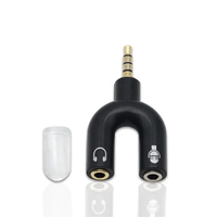 Adaptor Y Splitter Headphone 3.5mm Berlapis Emas 4 Pole 3.5mm Male ke 3.5MM Headphone MIC Female Plugs Audio Stereo Converter