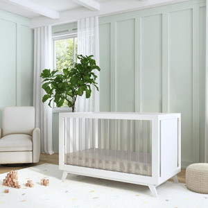 Cuna Convertible con Listones Blancos Naturales para Bebé, Cama para Niños Pequeños y Cama de Día, Compatible con Colchón Estándar de Tamaño Completo, Cunas para Niños - Product Image 4