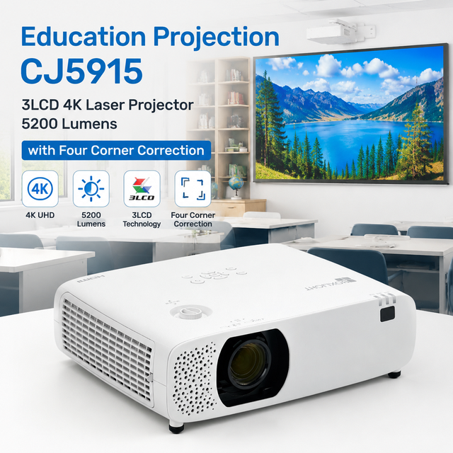 5200 Lumens 3LCD 4K Laser Projector CJ5915 with 5000000 1 Contrast Ratio for Home Theater