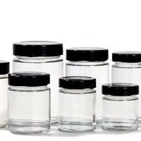 Emballage de pot de bouteille rond grands pots ronds clairs en verre avec couvercles noirs pour le stockage pot de miel alimentaire pour emballage alimentaire en conserve