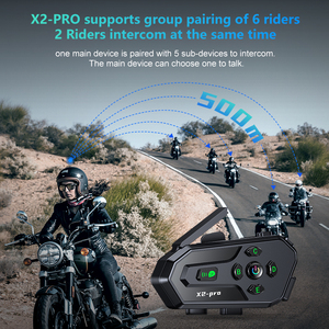 X2 PRO Dua chip impermeable intercomunicador motocicleta con medio dúplex/dúplex completo compartir música 500m casco intercomunicador auriculares - Product Image 3