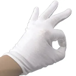 纯色白手套检查白色棉布工作手套珠宝轻便吸汗手套高品质